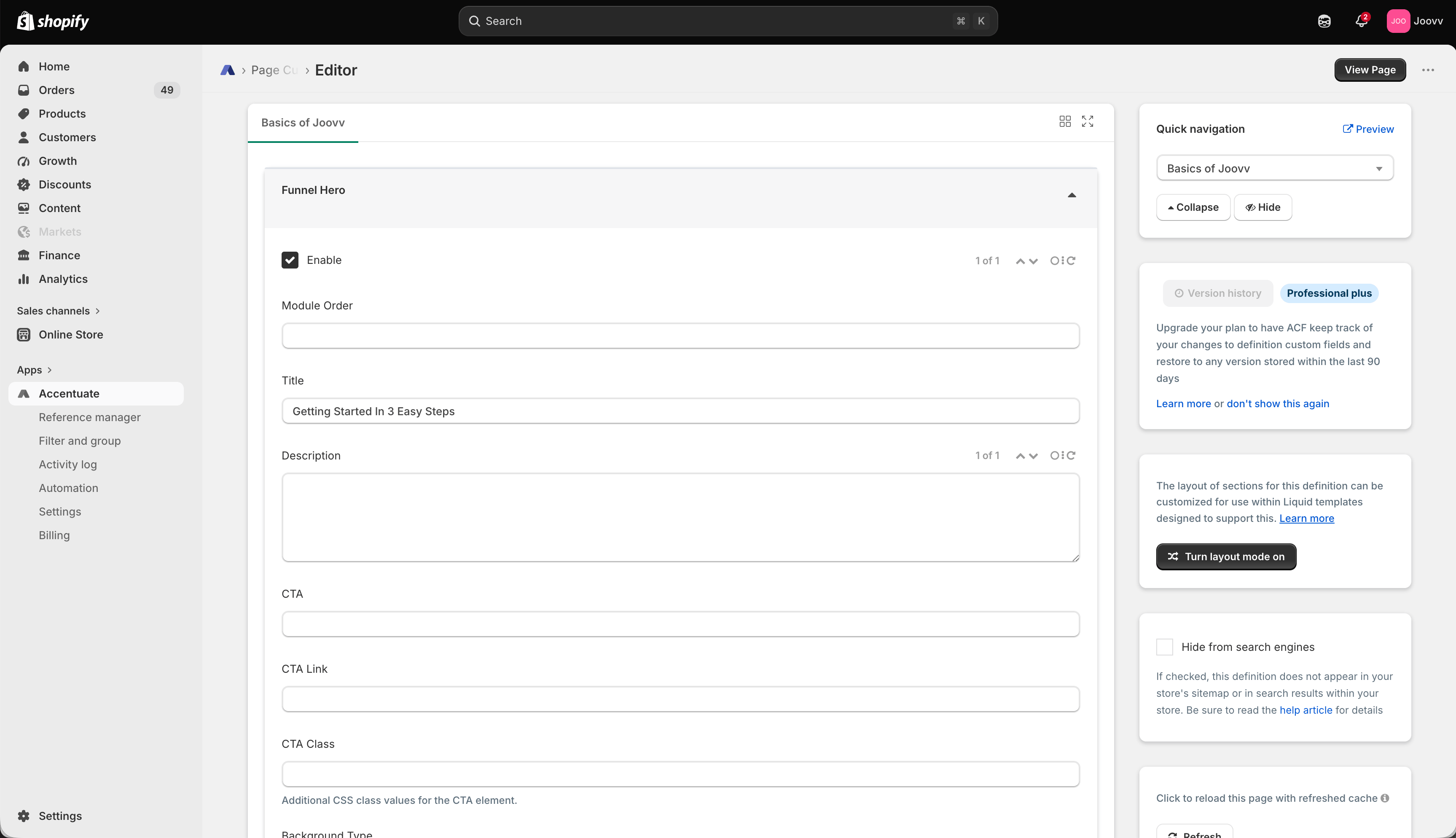 Before: ACF - Shopify Online Store 2.0 Migration 
