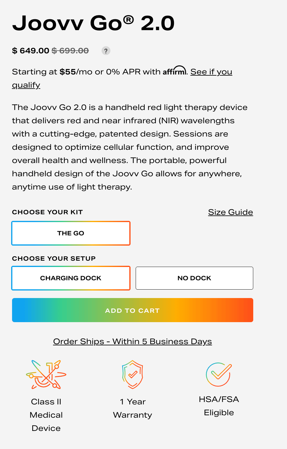 Before: Joovv accessibility