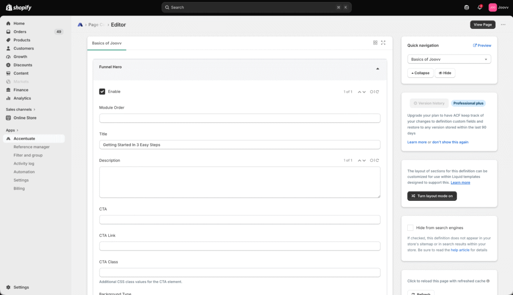 Before: ACF - Shopify Online Store 2.0 Migration 